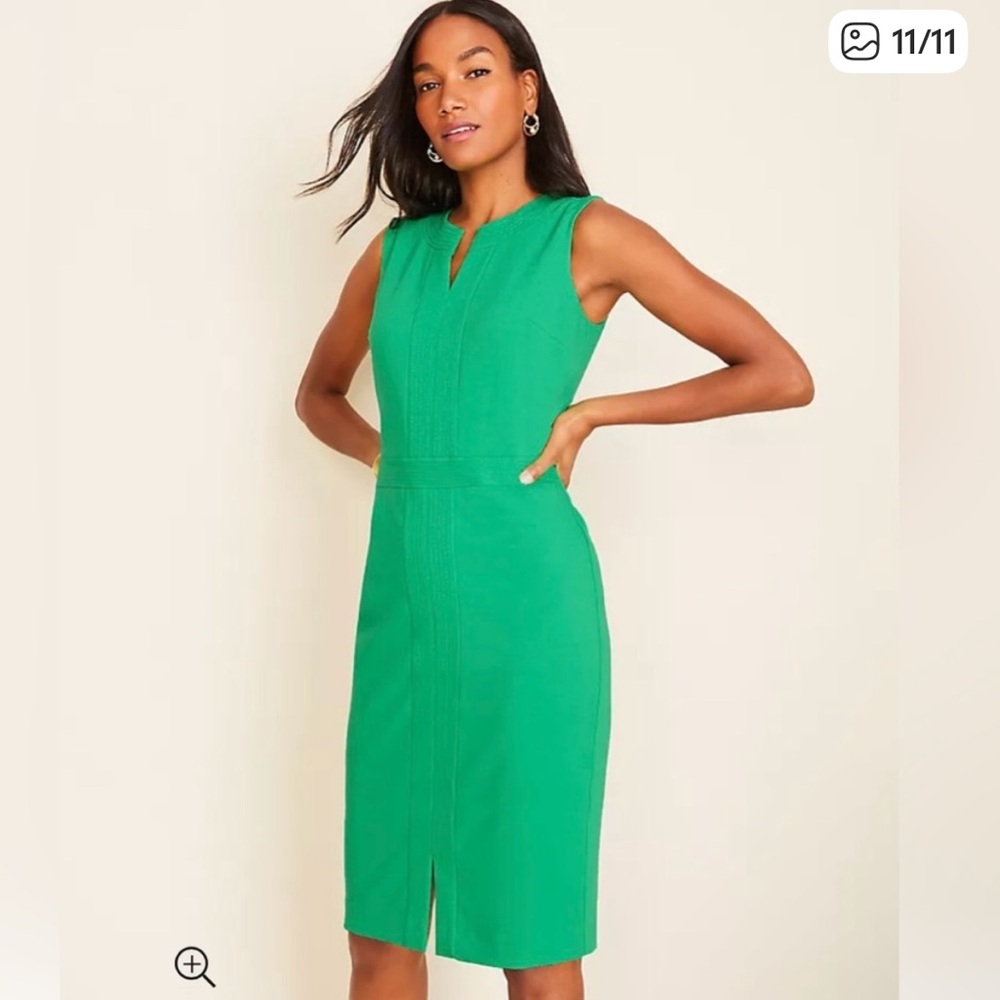 NWT Size 2P Green Ann Taylor Sheath Dress